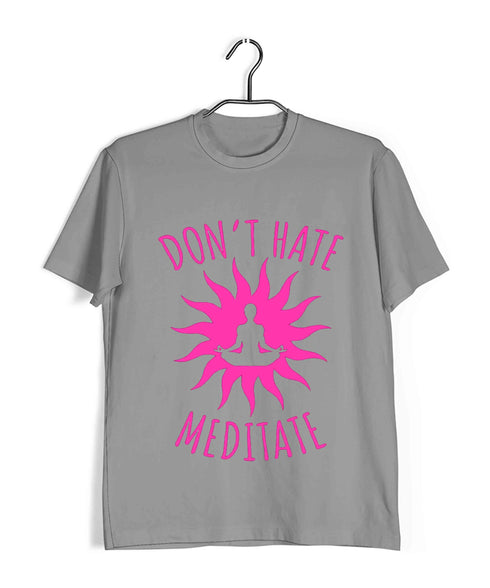 Yoga No Hate, Only Meditate Sports Fitness Casual Graphic Printed T-Shirt for Men